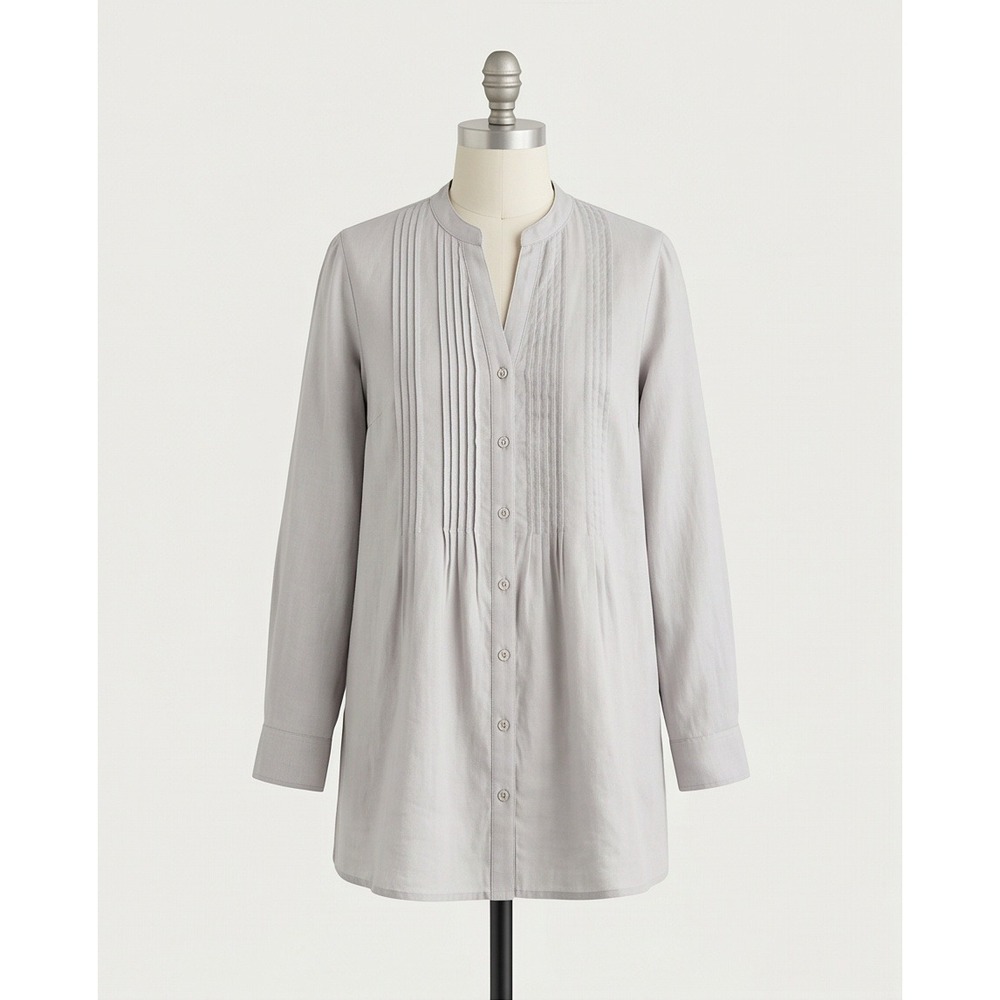 J. Jill Love L Linen Pintuck Tunic Shirt Gray Long Sleeve Button Up
NO size Tag